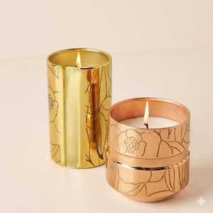 Juego de Portavelas Redondos de Hierro Martillado, Resistentes al Calor, Decoración para el Hogar, Portavelas Clásico, Recipiente para Velas con Acabado Electrolítico - Product Image 1
