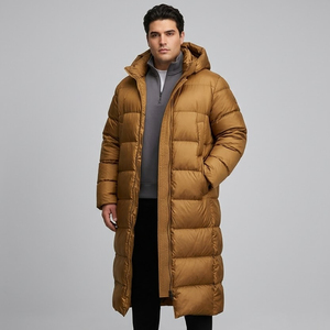 Veste longue matelassée épaisse et chaude pour homme, grande taille, style décontracté, fermeture éclair, coupe ample - Product Image 1
