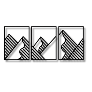 Moderno Juego de 3 Piezas de Arte de Pared Metálico Geométrico de Montaña, Tríptico Minimalista de Arte Lineal, Paisaje de Acero Cortado con Láser para Colgar - Product Image 1