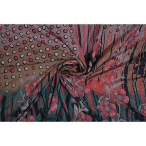 ผ้าไหมโพลีอินเดียลายพิมพ์วินเทจสำหรับตัดเย็บชุดเดรส วัสดุงานฝีมือ - Product Image 1
