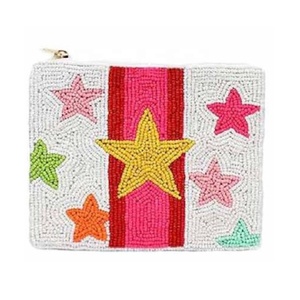 Monedero Pequeño Multicolor con Cuentas en Forma de Estrella, Ecológico, Duradero, Hecho a Mano, con Cierre de Cremallera para Llevar Efectivo y Tarjetas, para Mujer - Product Image 1