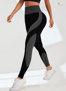 Leggings de sport pour femmes, taille haute, tricotés, unis, décontractés, écologiques, respirants, 100% coton - Product Image 2