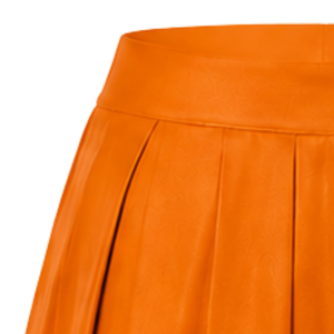 Jupe plissée orange de cheerleading avec bordure à rayures blanches, uniforme de performance athlétique pour femmes et filles, tenue d'équipe - Product Image 4