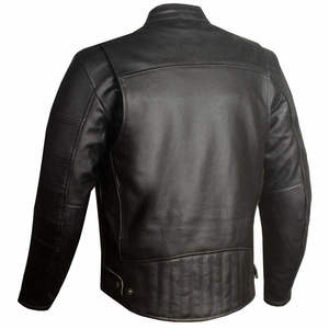 Chaqueta bomber de cuero marrón vintage para hombre con cierre de cremallera y bolsillos, cuello vuelto, corte regular, para otoño. - Product Image 2