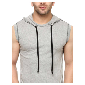 เสื้อกล้ามมีฮู้ดออกกำลังกายสำหรับผู้ชาย รุ่นคัสตอม ทรงเข้ารูปสำหรับฤดูใบไม้ร่วง เหมาะสำหรับการเพาะกาย ผลิตจากผ้าสแปนเด็กซ์/โพลีเอสเตอร์ ระบายอากาศได้ดี - Product Image 5