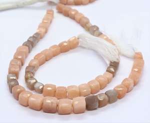 AAA Natural Multi Moonstone Faceted Cube Shape Beads 5.5-6.5 MM 3D Box <b>Gemstone</b> Beads 8 Inch Moonstone Beads Jewelry Making - Product Image 1