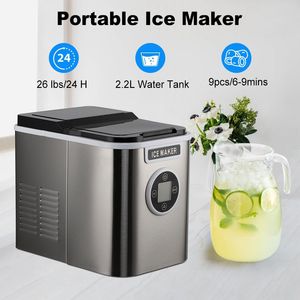 Macchina per il ghiaccio portatile da banco, produce 9 cubetti di ghiaccio in 7 minuti, 12 kg/24h, autopulente, elettrodomestico da cucina con cestello e paletta per il ghiaccio - Product Image 2
