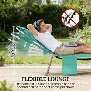 Sillón Reclinable Ajustable Verde Claro para Exteriores, Tumbona para Tomar el Sol - Product Image 2