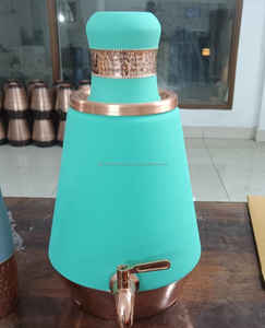 Handmade 5-Liter Ayurvedic <b>Water</b> Pitcher Pure Copper Matka <b>Jug</b> <b>with</b> <b>Lid</b> and Straw for Home & Hotel Use Direct From India - Product Image 6
