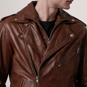 Veste d'hiver unisexe en cuir de vachette véritable, qualité supérieure, OEM ODM, décontractée, avec fermeture éclair, imperméable, col montant, personnalisation frontale - Product Image 2