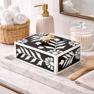 Mother of Pearl Decorative Wood Napkin Tissue Holder Box Bone Inlay <b>Storage</b> Box for <b>Table</b> or Home Use for Hotels - Product Image 3