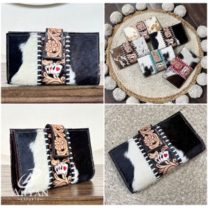 กระเป๋าคลัทช์หนังวัวแท้ลายดอกไม้ งานแฮนด์เมดสำหรับผู้หญิง ดีไซน์ทันสมัย ใส่บัตรและเงินสดได้  งานแสดงสินค้ามีนาคม 2026 - Product Image 1