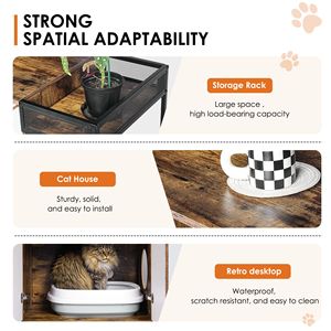 Mobiletto Rustico Marrone per Lettiera Gatti, Lettiere Chiusure per 2 Gatti, Casette e Mobili per Animali Domestici - Product Image 6