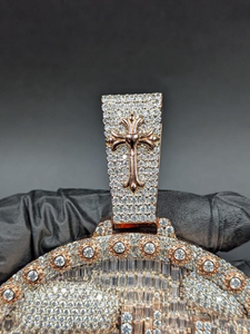 Collier personnalisé de luxe en moissanite avec pendentif médaillon rond style hip-hop, effet diamant, design Skyline, pour déclaration de style - Product Image 2