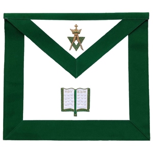Delantal de Grados Masónicos Chaplain Allied - Terciopelo Verde, Cuerpo Blanco, Cinturón Ajustable, Vestimenta de Regalia Premium - Product Image 6