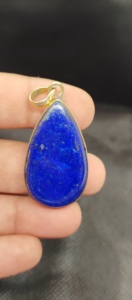 Natural <b>Lapis</b> <b>Lazuli</b> Necklace Pendant Texture Finish Brass Gold Plated Bezel Set Necklace Pendants - Product Image 4