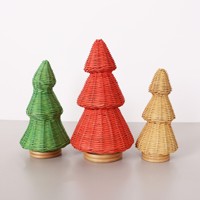 Décorations de Noël en rotin festonné pour l'intérieur et l'extérieur, arbres de Noël tressés à la main