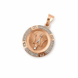 Colgante de Oro Rosa de 18 Quilates con Números Romanos y Microincrustaciones, para Hombre, Acabado Pulido, Regalo de Lujo para Fiestas, Joyería de Uso Diario - Product Image 3