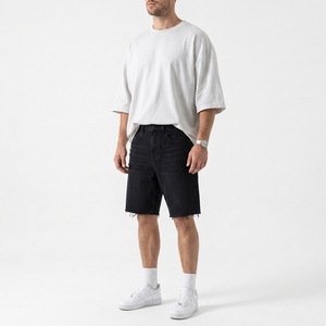Personaliza tu Marca: Pantalones Cortos de Mezclilla Unisex al por Mayor para Hombre, Corte Bootcut, Cintura Media, Estilo Vintage, Casual de Verano, Streetwear con Botones Delanteros - Product Image 4