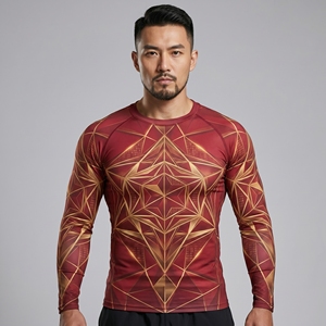 เสื้อรัดกล้ามเนื้อแขนยาวสำหรับผู้ชาย MMA คุณภาพดีที่สุด พิมพ์ลายแบบ Sublimation  รักษ์โลก ป้องกันแบคทีเรีย แห้งเร็ว - Product Image 4