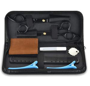 Kit professionnel de coupe de cheveux à domicile, ciseaux de coiffure, kit de ciseaux à effiler, peigne et étui pour hommes - Product Image 1