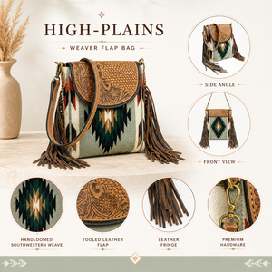 Western Cowhide Leather Fringe Flap Crossbody <b>Bag</b> | Southwestern Pattern Hand Tooled Shoulder <b>Bag</b> | <b>Boho</b> Style, India for Womens - Product Image 3