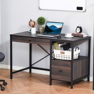 Walnut Brown Computer Desk for Office Writing Premium Quality with Stylish Design - Product Image 1