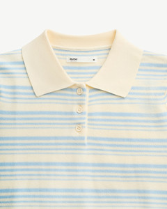 Routine High Quality Women's Short Sleeve Knitted <b>Polo</b> Shirt Striped Collar Casual <b>Top</b> Viscose Spandex Breathable 10F26KNIW008 - Product Image 3