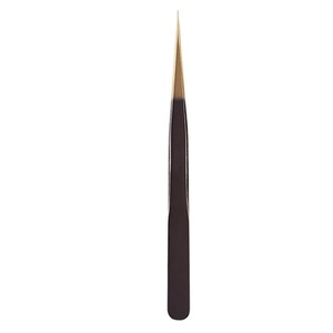 Pinzas de extensión de acero inoxidable de calidad superior Pinzas de pestañas recubiertas de color dorado y negro de Gray Rocks - Product Image 2