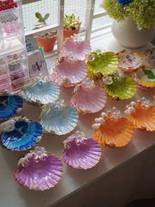 Plato Decorativo de Conchas Marinas Naturales, Bandeja de Conchas de Vieira, Artesanía de Conchas Hecha a Mano, Decoración Costera - Product Image 5