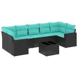 Ensemble de canapés de patio en polyrotin noir, 8 pièces, avec coussins, ensembles de jardin - Product Image 2