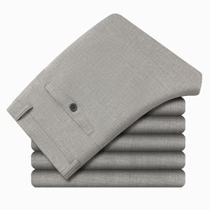 Pantalon de costume droit léger à rayures pour homme, taille haute, formel, pour le bureau et les trajets quotidiens - Product Image 6