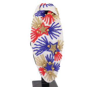 Premium Quality Multicolor Firework <b>Headband</b> Special National Holiday White Padded Patriotic Starburst Statement Hairbands 2026 - Product Image 1