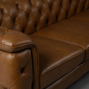 Sofá Chesterfield de 3 Plazas Personalizable, de Lujo, Moderno, Europeo, de Alta Calidad, en Cuero Genuino Marrón, para Sala de Estar o Dormitorio - Product Image 3