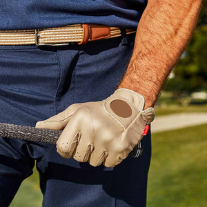 Custom Fit Premium Quality Soft Genuine Leather Non-Slip Hook & Loop Closure Men's Golf <b>Gloves</b> Beige Color New Design - Product Image 3