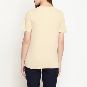 T-shirts d'été pour femmes à col rond, coupe classique, couleur unie, personnalisables avec logo, haute qualité, respirants, en gros, en promotion - Product Image 4