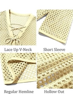 Drop Shoulder <b>Fishnet</b> Sheer Mesh T Shirt See Through Summer Wear Drop Shoulder Ribbed Gym Workout Tees Mesh Shirts Breathable - Product Image 3