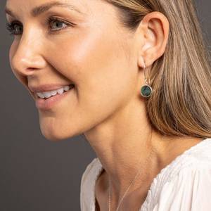 Raw Emerald Drop <b>Earrings</b> Wholesale 925 Sterling Silver Long Circle <b>Earrings</b> Minimalist Jewelry Export Supplier India - Product Image 4