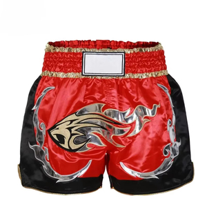 Pantalones Cortos de Muay Thai Clásicos en Negro, Dorado y Plateado con Diseño de Llama, de Secado Rápido, Poliéster Resistente, para Entrenamiento en Todas las Estaciones - Product Image 4