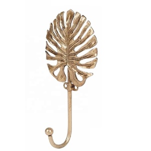Latest Design Brushed Gold Leave Shape Metal Coat <b>Hooks</b> Metal Decorative <b>Wall</b> <b>Hooks</b> Hanging Rack <b>Hooks</b> for Bathroom Kitchen - Product Image 2