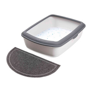 Tapis en PVC semi-circulaire anthracite 59 x 35 cm pour litière pour chat et accessoires - Product Image 2