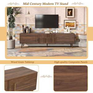 Mobile TV Mid-Century con 2 cassetti, Consolle Multimediale per TV fino a 80 pollici, con Funzione Intrattenimento - Product Image 5