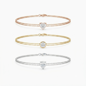 Pulsera de Oro Amarillo, Rosa y Blanco de 18K con Diamantes Cultivados en Laboratorio de 1.00CT, Corte Corazón, Redondo y Pera, Certificado IGI, Estilo Clásico, Joyería para Mujer - Product Image 1