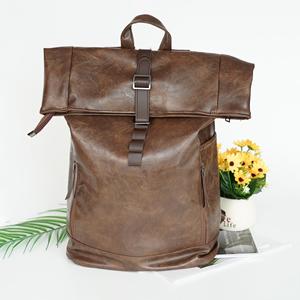 Genuine Leather Roll Top <b>Backpack</b> Mens Classic Cowhide Travel Rucksack Laptop Bag for Business LTBP-0087 - Product Image 3