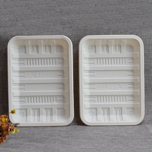 <b>Disposable</b> Food Tray Meat & Seafood Packaging 10x6 Inches Leak Resistant Sugarcane Dishwasher Safe Eco-Friendly BPA Free Plates - Product Image 2