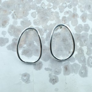 Pendientes de Aro Ovalados Irregulares Minimalistas, Plata de Ley 925, Pendientes Geométricos Ovalados Hechos a Mano, Joyería Moderna y Sencilla para Mujer - Product Image 6