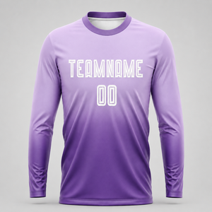 เสื้อฟุตบอลแขนยาวสีม่วงสำหรับผู้ชาย คอกลม ระบายเหงื่อได้ดี พิมพ์ลายแบบซับลิเมชั่น ชื่อทีมด้านหลัง ผ้าโพลีเอสเตอร์ 180 กรัม - Product Image 5
