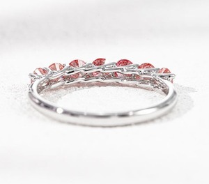 Starsgem 10K Gold Lab Grown Diamond <b>Ring</b> 1.0ct 3.2mm DEF/Pink Half <b>Circle</b> Brilliant Cut Unisex Anniversary Band Sevenstone - Product Image 5