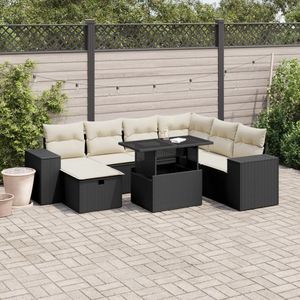 Conjunto de Sofás de Jardín en Negro y Blanco Crema para Muebles de Patio - Product Image 1