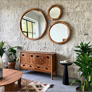 Miroir mural en bois large pour cheminée, idéal comme pièce maîtresse de salon, accessoire de miroir suspendu en gros - Product Image 3